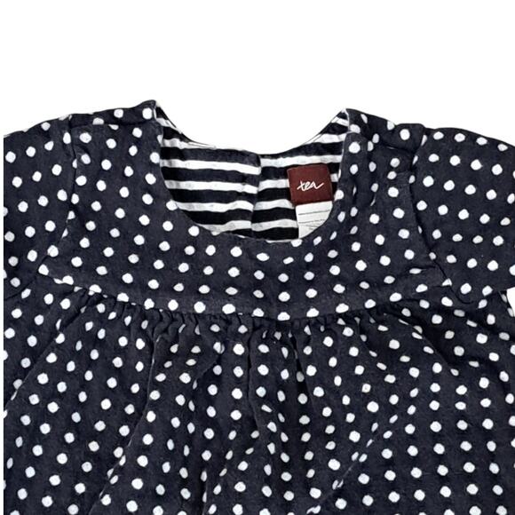 Tea Collection Black With White Dots Short Sleeve  Dress Size 3T - Picture 3 of 7